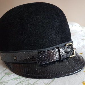 ERIC JAVITS 'Jockey' Vintage Mod 60s Helmet Style Fur and Suede Hat